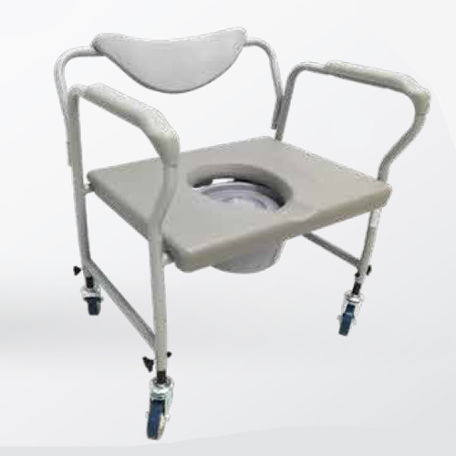 Commode Extra Wide Silver With Wheels 24&quot;