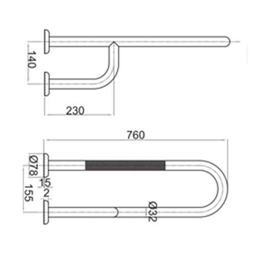 Sbase Bathroom Grab Bar Stainless FS-132 Sbase Bathroom Grab Bar Stainless FS-132