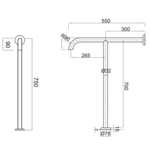 سبيس مقبض حمام ستيل SB-136