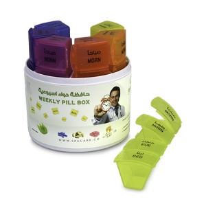 SPACARE Weekly Pill Organizer 7Colors in White Bucket 068 SPACARE Weekly Pill Organizer 7Colors in White Bucket 068