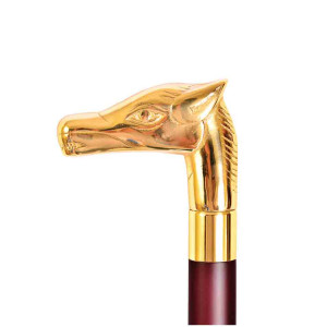 Luxury wooden cane with a gilded brass handle 621