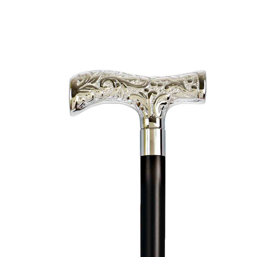 Luxury wooden cane with a silver-plated brass handle 620