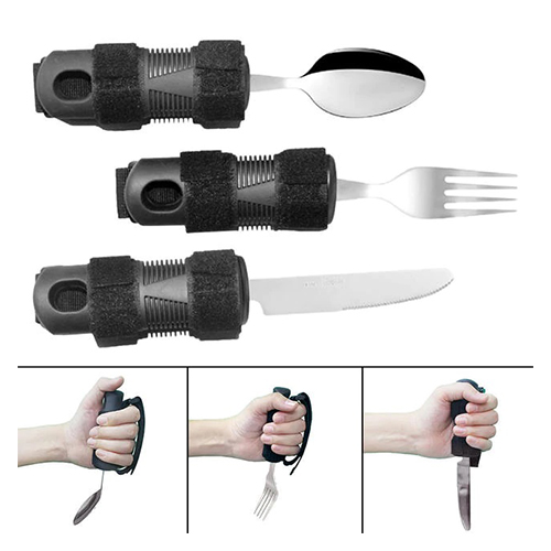 طقم ادوات تناول الطعام مقبض كبير وحزام طقم ادوات تناول الطعام مقبض كبير وحزام