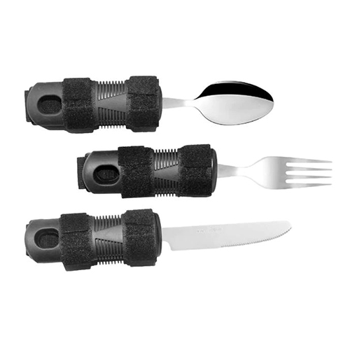 طقم ادوات تناول الطعام مقبض كبير وحزام طقم ادوات تناول الطعام مقبض كبير وحزام