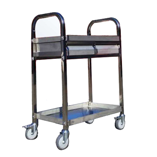 Trolley Stainless Tow Shelves With 2 Drawers