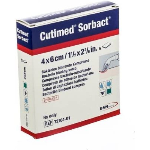 CUTIMED SORBACT Sterile Anti-Microbial Swab 4x6 cm CUTIMED SORBACT Sterile Anti-Microbial Swab 4x6 cm