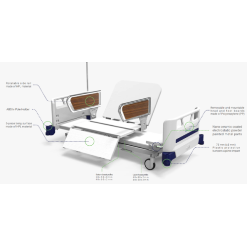 سرير طبي حركة واحدة بفتحة حمام