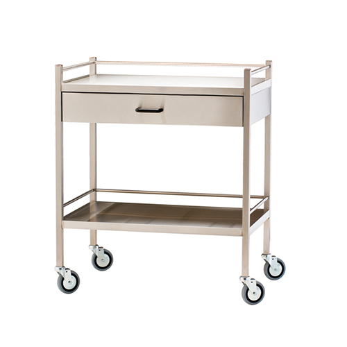 Trolley Stainless Two Shelves With Drawer