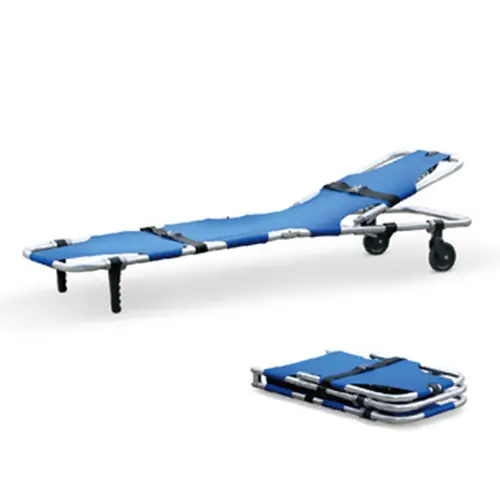 Patient Stretcher Blue W/Wheels Adj Back