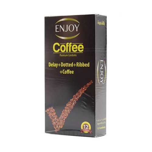 Condom Enjoy Coffee Delay Dotted Ribbed
