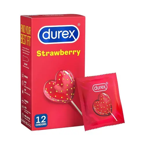 Durex condom strawberry flavor 12 pieces