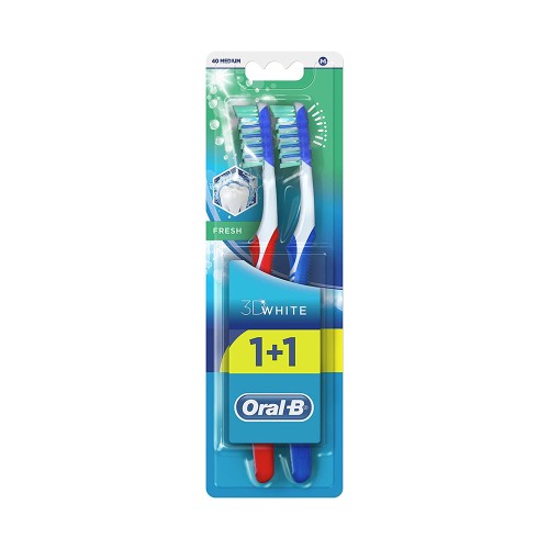 Oral B Toothbrush 3D White Fresh Medium (1 + 1)