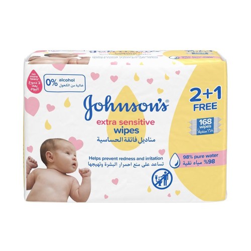 Johnson's Wipes 2 + 1 Extra Sensitive Pack 56